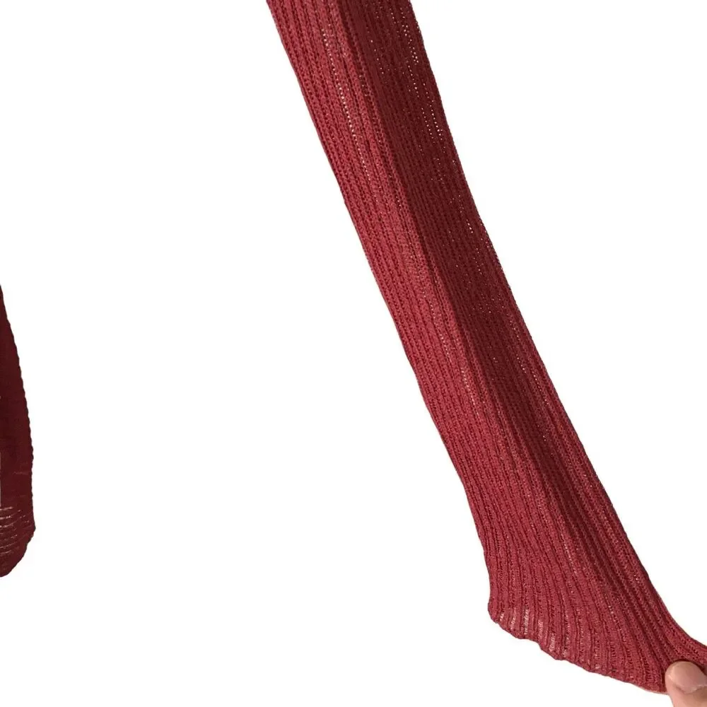 Eileen Fisher Women's Knit Top Cardigan Size M Red Sheer Long Sleeve Shawl - Picture 8 of 10